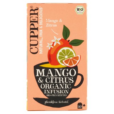 Obrázek Cupper Bio ovocný čaj s pomerančovou a limetkovou kůrou a mangovou příchutí 20 ks 36g