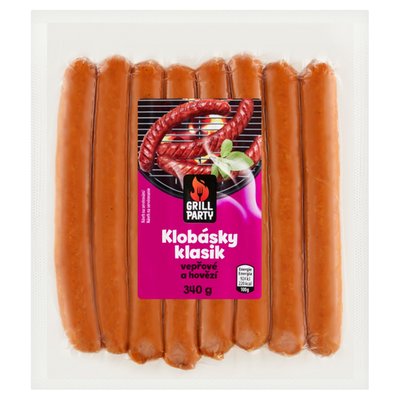 Obrázek ŠETŘÍME JÍDLEM: GRILL Party Klobásky klasik vepřové a hovězí 340g