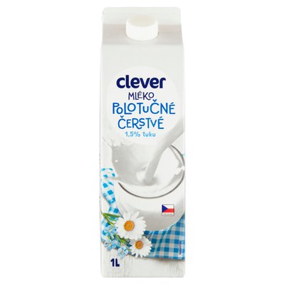 Obrázek ŠETŘÍME JÍDLEM: clever Čerstvé mléko polotučné 1,5% 1l