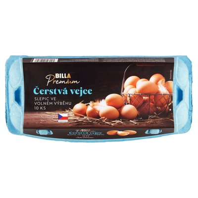 Obrázek ŠETŘÍME JÍDLEM: BILLA Premium Čerstvá vejce slepic ve volném výběhu M 10 ks