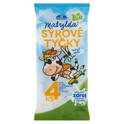 Obrázek ŠETŘÍME JÍDLEM: Milko Matylda Bio sýrové tyčky 4 x 20g (80g)