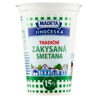 Obrázek ŠETŘÍME JÍDLEM: Madeta Jihočeská tradiční zakysaná smetana 15% 180g
