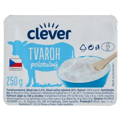 Obrázek ŠETŘÍME JÍDLEM: clever Tvaroh polotučný 250g