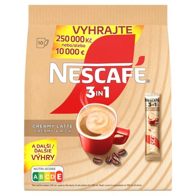 Obrázek NESCAFÉ 3in1 Creamy Latte, instantní káva, 10 sáčků x 15g (150g)