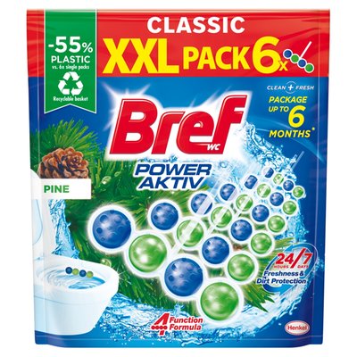 Obrázek Bref Power Aktiv Pine tuhý WC blok 6 x 50g (300g)