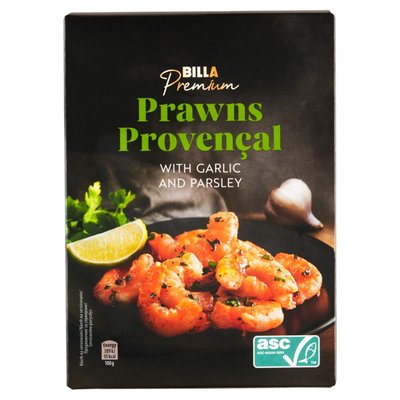 Obrázek BILLA Premium Krevety ochucené česnekem a petrželí 250g