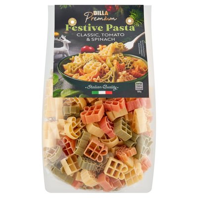 Obrázek BILLA Premium Těstoviny semolinové sušené s rajčatovým a špenátovým práškem 250g