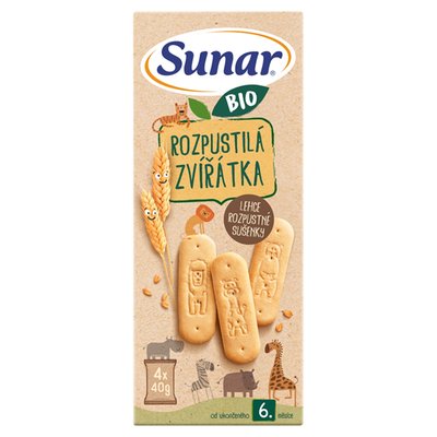 Obrázek Sunar BIO sušenky Rozpustilá zvířátka 4 x 40g