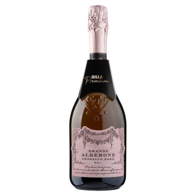 Obrázek BILLA Premium Grande Alberone Prosecco Rosé D.O.C. šumivé víno extra suché 0,75l
