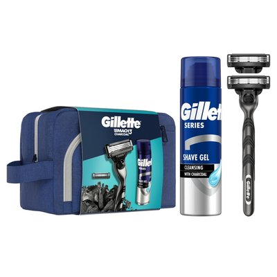 Obrázek Gillette Dárková Sada: Mach3 Holicí Strojek + 1 Břit + Gel Series 200 ml + Taška