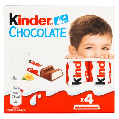 Obrázek ŠETŘÍME JÍDLEM: Kinder Chocolate Tyčinky z mléčné čokolády s mléčnou náplní 4 ks 50g