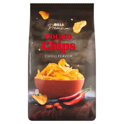 Obrázek BILLA Premium Smažené bramborové lupínky s příchutí chilli 100g