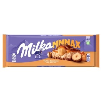 Obrázek ŠETŘÍME JÍDLEM: Milka čokoláda Mmmax Toffee Whole Nuts mléčná s oříšky a karamelem
