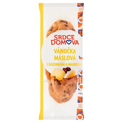 Obrázek Srdce domova Vánočka máslová s rozinkami a mandlemi 400g