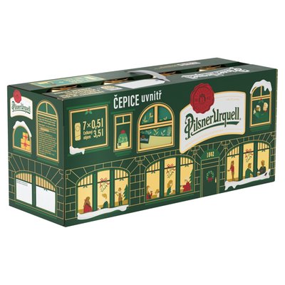 Obrázek Pilsner Urquell Pivo ležák světlý 7 x 0,5l (3,5l) + čepice