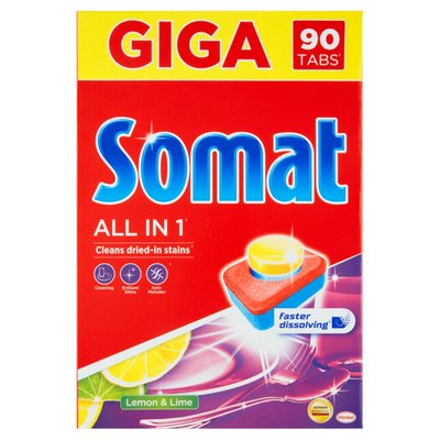 Obrázek ŠETŘÍME JÍDLEM: Somat All in 1 Lemon & Lime tablety do automatické myčky na nádobí 90 x 17,6g