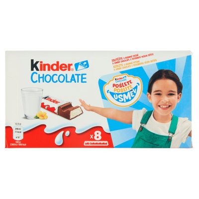 Obrázek ŠETŘÍME JÍDLEM: Kinder Chocolate Tyčinky z mléčné čokolády s mléčnou náplní 8 ks 100g