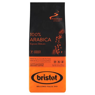 Obrázek ŠETŘÍME JÍDLEM: Bristot 100% Arabica směs pražené mleté kávy 250g