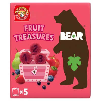 Obrázek Bear Fruit Treasures Berry jemně sušené tvary ovoce a zeleniny jahoda a borůvka 5 x 20g