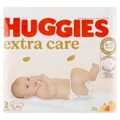 Obrázek Huggies Extra Care plenky velikost 2 pro děti 3-6kg 82 ks