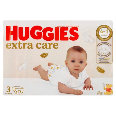 Obrázek Huggies Extra Care plenky velikost 3 pro děti 6-10kg 72 ks