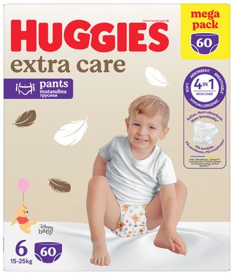 Obrázek Huggies Extra Care Pants - 6 BOX 60 ks