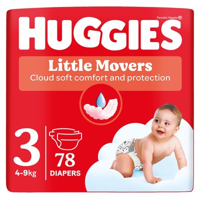 Obrázek Huggies Little Movers plenky velikost 3 pro děti 4-9kg 78 ks