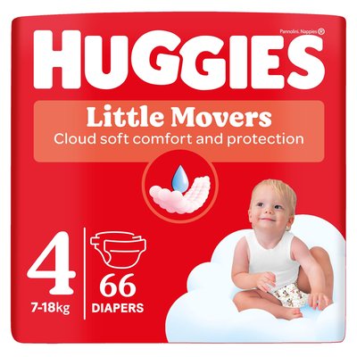 Obrázek Huggies Little Movers plenky velikost 4 pro děti 7-18kg 66 ks