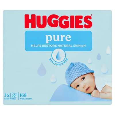 Obrázek Huggies Pure dětské ubrousky 3 x 56 ks