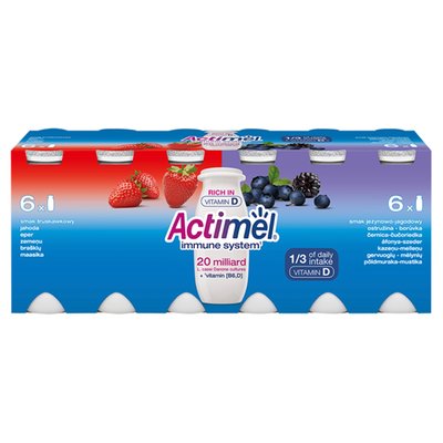 Obrázek ŠETŘÍME JÍDLEM: Actimel probiotický jogurtový nápoj s vitamíny jahoda-borůvka 12 x 100g