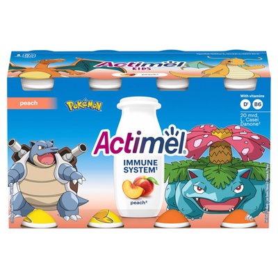 Obrázek ŠETŘÍME JÍDLEM: Actimel Kids probiotický jogurtový nápoj s vitamíny broskev 8 x 100g