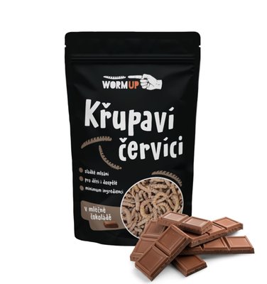 Obrázek ŠETŘÍME JÍDLEM: WormUP Křupaví červíci v mléčné čokoládě 20g