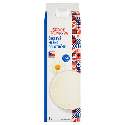 Obrázek ŠETŘÍME JÍDLEM: Srdce domova Čerstvé mléko polotučné 1l