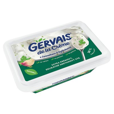 Obrázek Gervais de la Crème extra krémový, delikátně smetanový sýr s česnekem & bylinkami 180g