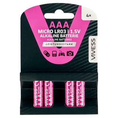 Obrázek Vivess AAA alkalické baterie 4 ks