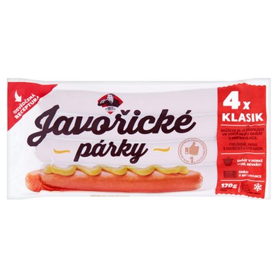 Obrázek ŠETŘÍME JÍDLEM: Kostelecké Uzeniny Javořické párky klasik 4 ks 0,170kg