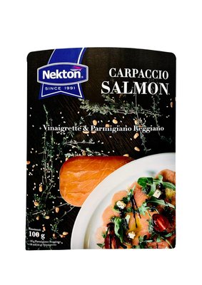 Obrázek ŠETŘÍME JÍDLEM: Losos carpaccio se zálivkou vinaigrette a parmazánem 100g