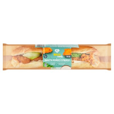 Obrázek BILLA Ready Bageta kuřecí stripsy s římským salátem s majonézovým dresinkem 240g