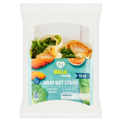 Obrázek BILLA Ready Wrap Hot Strips s římským salátem s paprikovým dresinkem 175g