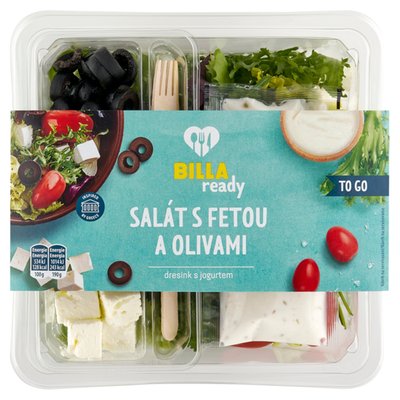 Obrázek BILLA Ready Salát s fetou a olivami dresink s jogurtem 190g