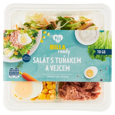 Obrázek BILLA Ready Salát s tuňákem a vejcem dresink typu Nicoise 220g