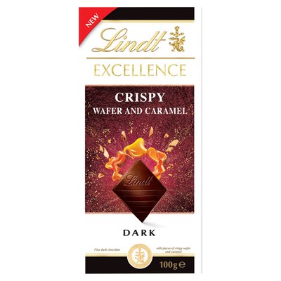 Obrázek ŠETŘÍME JÍDLEM: Lindt Excellence Hořká čokoláda s kousky křupavé sušenky a karamelu 100g