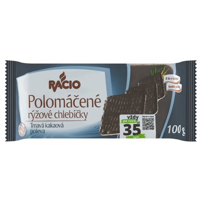 Obrázek Racio Polomáčené rýžové chlebíčky tmavá kakaová poleva 8 ks 100g