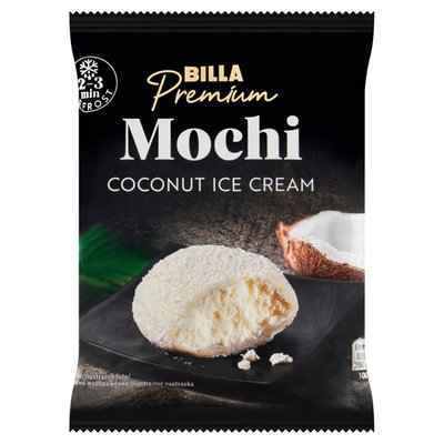 Obrázek BILLA Premium Mochi mražený krém smetanový s kokosovou příchutí s kokosovými lupínky 50g