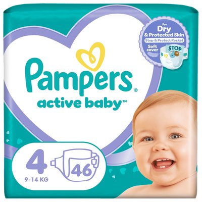 Obrázek Pampers Active Baby, Velikost 4, 46 Plenky, 9kg-14kg