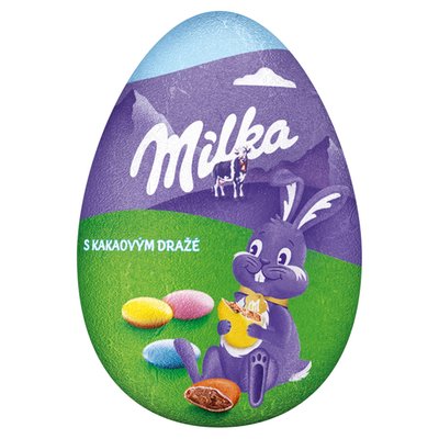 Obrázek Milka vajíčko plněné čokoládovými bonbony v cukrové skořápce 50g