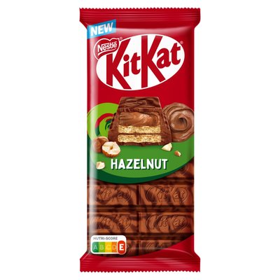 Obrázek KitKat tabulka Hazelnut s mléčnou a hořkou čokoládou, s platkou a lískoořískovou náplní 99g 