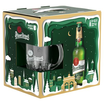 Obrázek ŠETŘÍME JÍDLEM: Pilsner Urquell Pivo ležák světlý 8 x 0,5l (4l) + krýgl 0,5 l