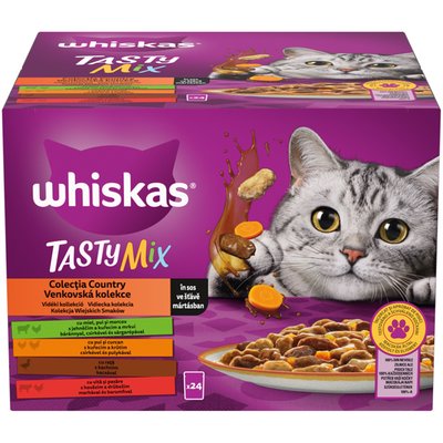 Obrázek Whiskas kapsička Tasty mix Country ve šťávě 24pack