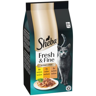 Obrázek Sheba Fresh & Fine Kompletní mokré krmivo pro dospělé kočky ve šťávě 6 x 50g (300g)
